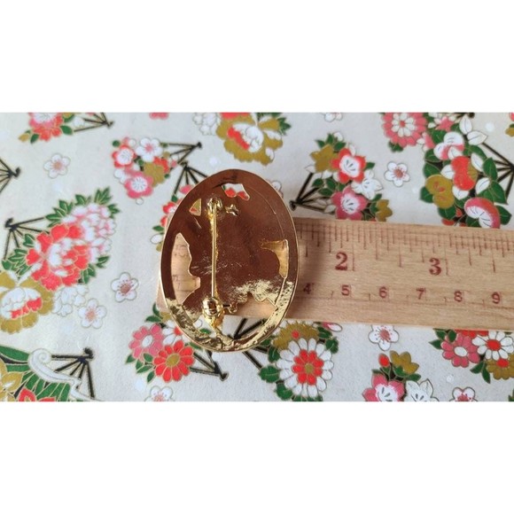 Vintage Cloisonne Cutout Floral Brooch - Picture 9 of 10